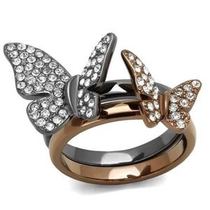 Couple butterflies rings